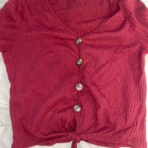 Maroon Tie top with Buttons